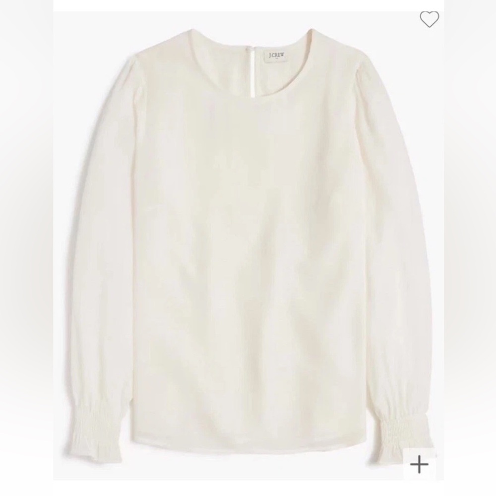 J Crew Long-sleeve top with smocked cuffs in Ivory Size M $79.50 - Picture 3 of 7